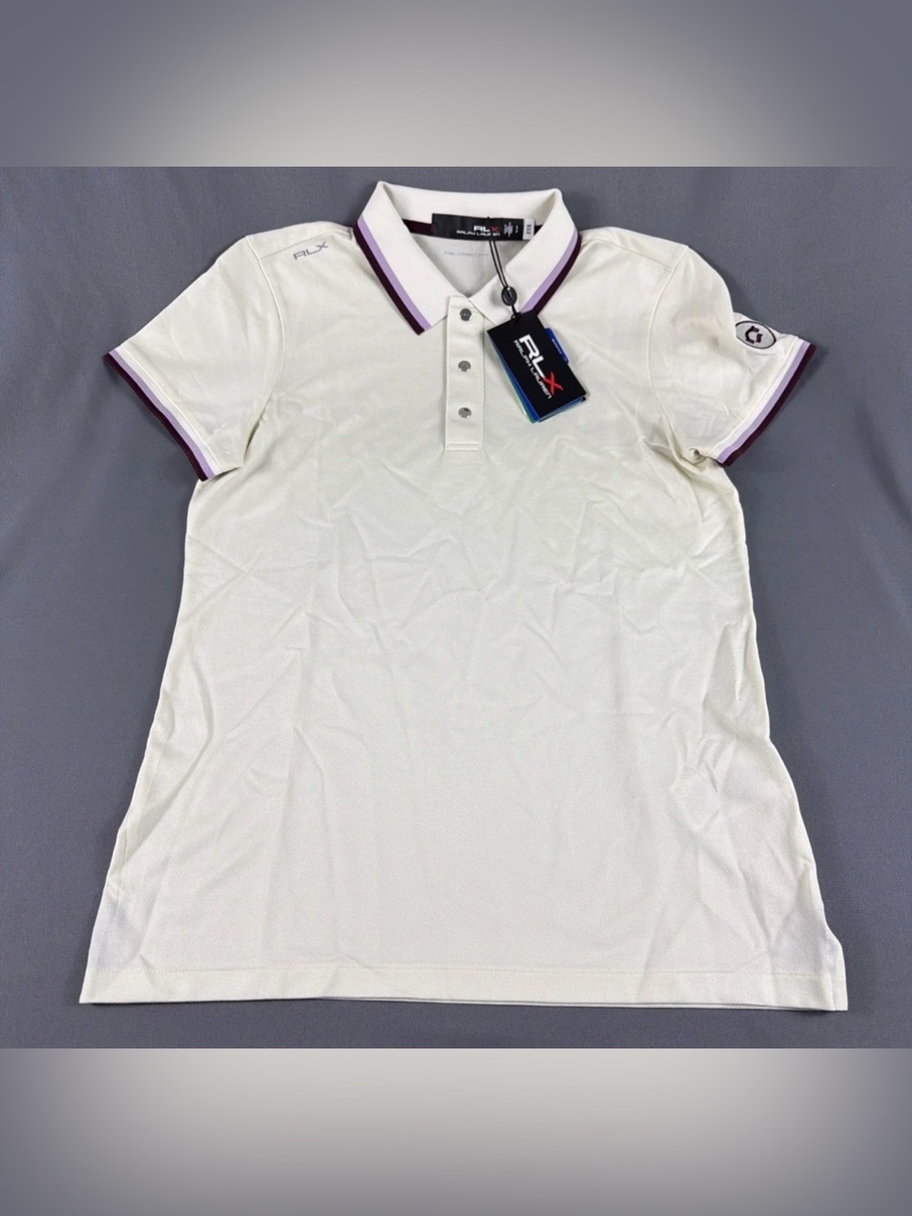RLX Ralph Lauren Womens Golf Shirt Polo Sleeve Logo Small Beige MSRP $110